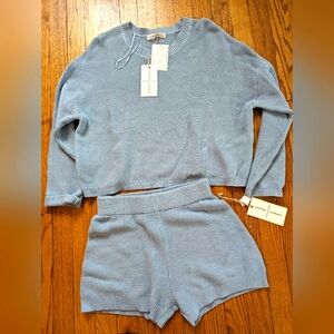 NEW! Two Piece Knit Sweater & Shorts 100% Cotton